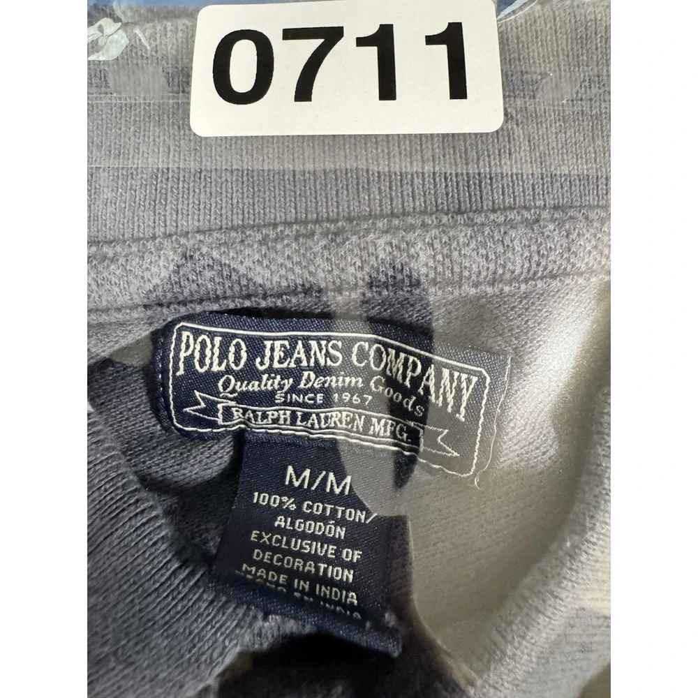 Polo Jeans Ralph Lauren Mens Polo Shirt M Navy Crest Number 7 Cotton Y2K